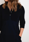 Naya Drawstring Hem Jersey Mix Midi Dress, Navy