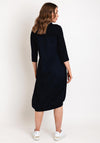 Naya Drawstring Hem Jersey Mix Midi Dress, Navy