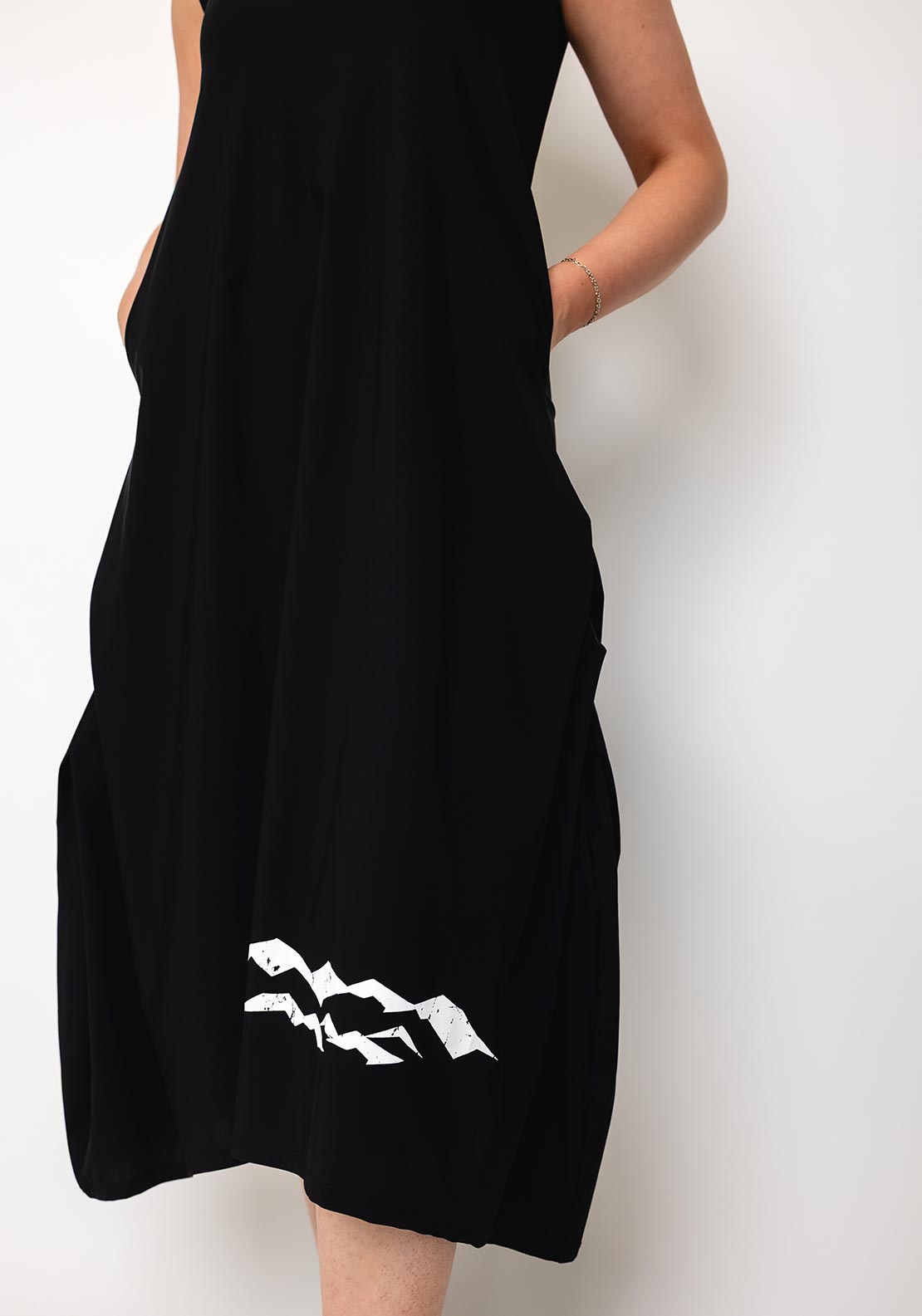 Naya Wave Print Hem Jersey Dress, Black