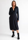 Naya Contrast Fabric Shirt Midi Dress, Grey