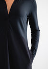 Naya Contrast Fabric Shirt Midi Dress, Grey