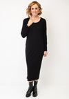 Naya Long Sleeve Casual Midi Dress, Black