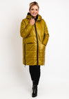 Naya Contrast Zip Quilted Mid Length Coat, Olive