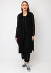 Naya Zipped Sleeveless Long Waistcoat, Black