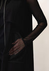 Naya Zipped Sleeveless Long Waistcoat, Black