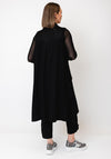 Naya Zipped Sleeveless Long Waistcoat, Black