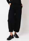 Naya Wide Leg Tuck Hem Trousers, Black
