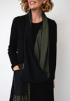 Naya Plain Looped Scarf, Black and Green