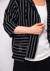 Naya Striped Full Zip Hoodie, Black and White