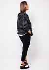 Naya Striped Full Zip Hoodie, Black and White
