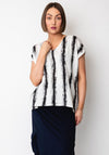 Naya Striped V Neck Blouse, White and Black