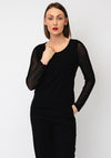 Naya Round Neck Mesh Sleeve Top, Black