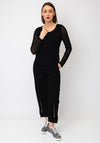 Naya Round Neck Mesh Sleeve Top, Black