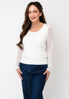 Naya Round Neck Mesh Sleeve Top, White