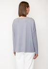 Naya Printed Detail Round Neck Top, Grey