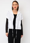 Naya Hooded With Drawstring Hem And Pockets Detail Top, White