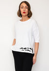 Naya Wave Print Hem Cropped Sleeve Top, White