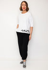 Naya Wave Print Hem Cropped Sleeve Top, White