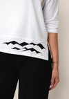 Naya Wave Print Hem Cropped Sleeve Top, White