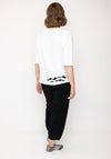 Naya Wave Print Hem Cropped Sleeve Top, White