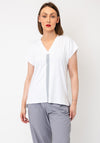 Naya V Neck Stripe Top, White & Dove