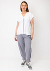 Naya V Neck Stripe Top, White & Dove