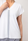 Naya V Neck Stripe Top, White & Dove