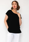 Naya Zip Side Seam Round Neck Top, Black