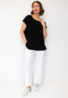 Naya Zip Side Seam Round Neck Top, Black