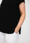 Naya Zip Side Seam Round Neck Top, Black