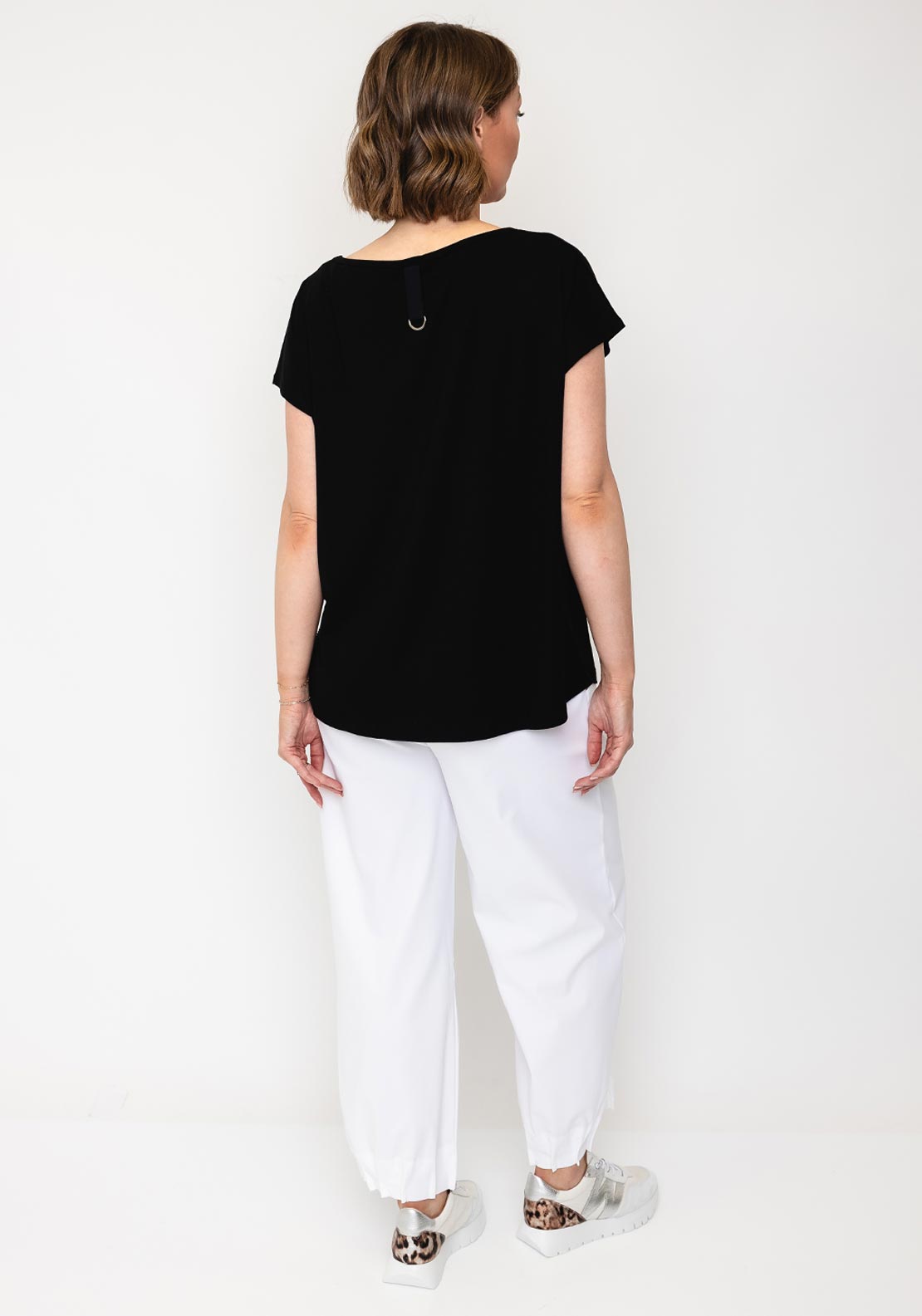 Naya Zip Side Seam Round Neck Top, Black