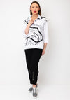 Naya Planket Print Cropped Sleeve Shirt, White And Black