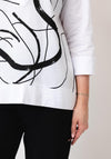 Naya Planket Print Cropped Sleeve Shirt, White And Black