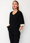 Naya Pleated Satin Bolero Jacket, Black