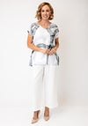 Naya Marble Effect Print V Neck Top, Grey & White