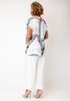 Naya Marble Effect Print V Neck Top, Grey & White