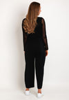 Naya Round Neck Mesh Sleeve Top, Black