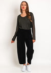 Naya Round Neck Mesh Sleeve Top, Forest Green