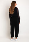 Naya Round Neck Mesh Sleeve Top, Navy