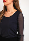 Naya Round Neck Mesh Sleeve Top, Anthracite