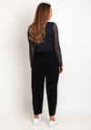 Naya Round Neck Mesh Sleeve Top, Anthracite