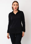 Naya Jersey Collar Detail Jersey Blouse, Black