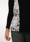 Naya Contrast Print Long Sleeve Top, Black