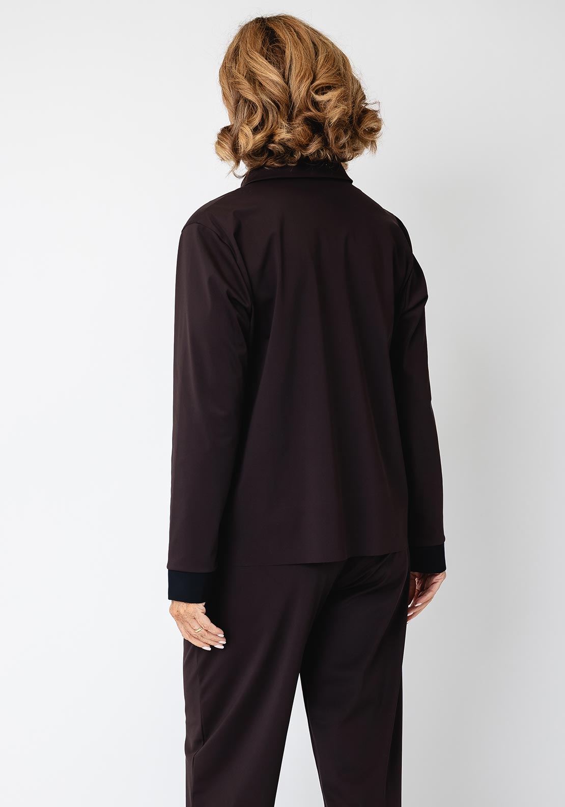 Naya Long Sleeve with Trim Detail Shirt, Brown