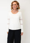 Naya Mesh Insert Sleeve Detail Top, White