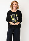 Naya Colour Block Graphic Print Top, Black