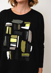Naya Colour Block Graphic Print Top, Black