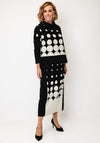Naya Geo Print High Neck Top, Black & Stone Grey