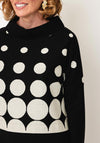 Naya Geo Print High Neck Top, Black & Stone Grey