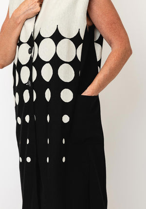 Naya Geo Print Longline Gilet, Stone Grey